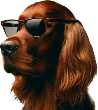 Bizú, o cão virtual da Vida de Cão, usando óculos escuros
